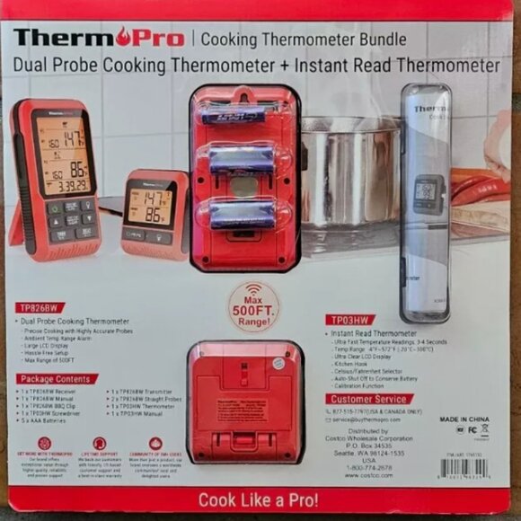 ThermoPro Cooking Thermometer Bundle LCD, Alarm, Preset Temp, 500 FT - Picture 10 of 11